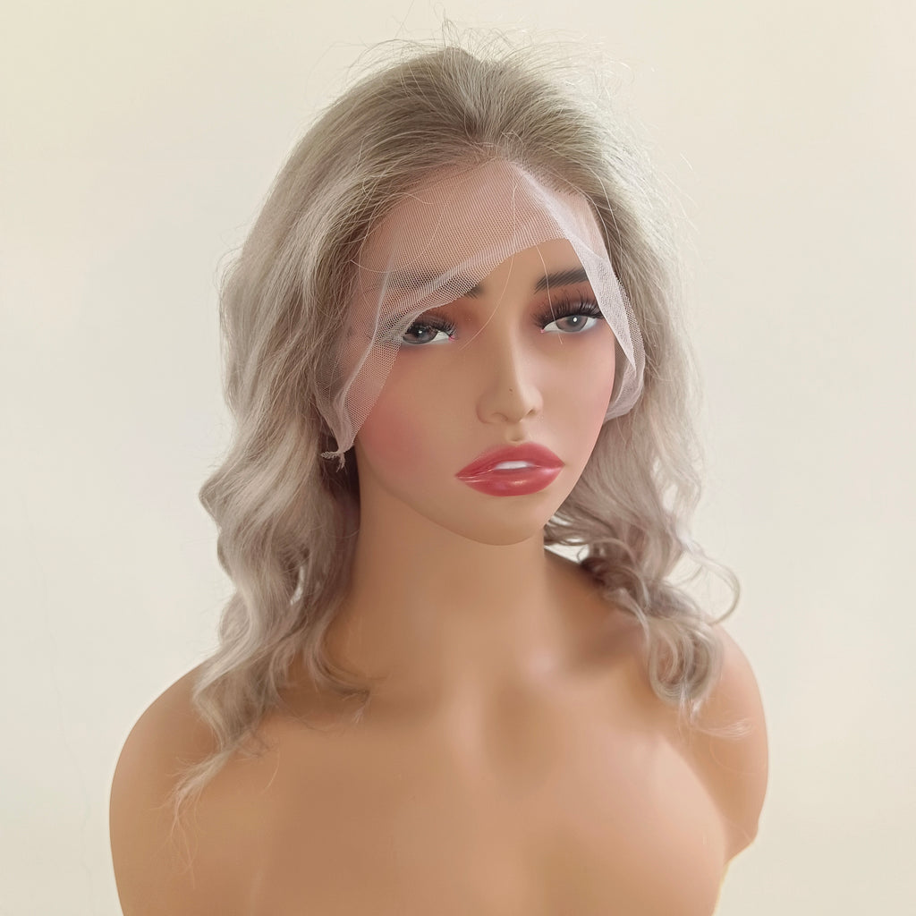 Ash Brown Honey Blonde Highlights Lace Frontal Balayage Wig Real Women Caucasian 100% Human Hair