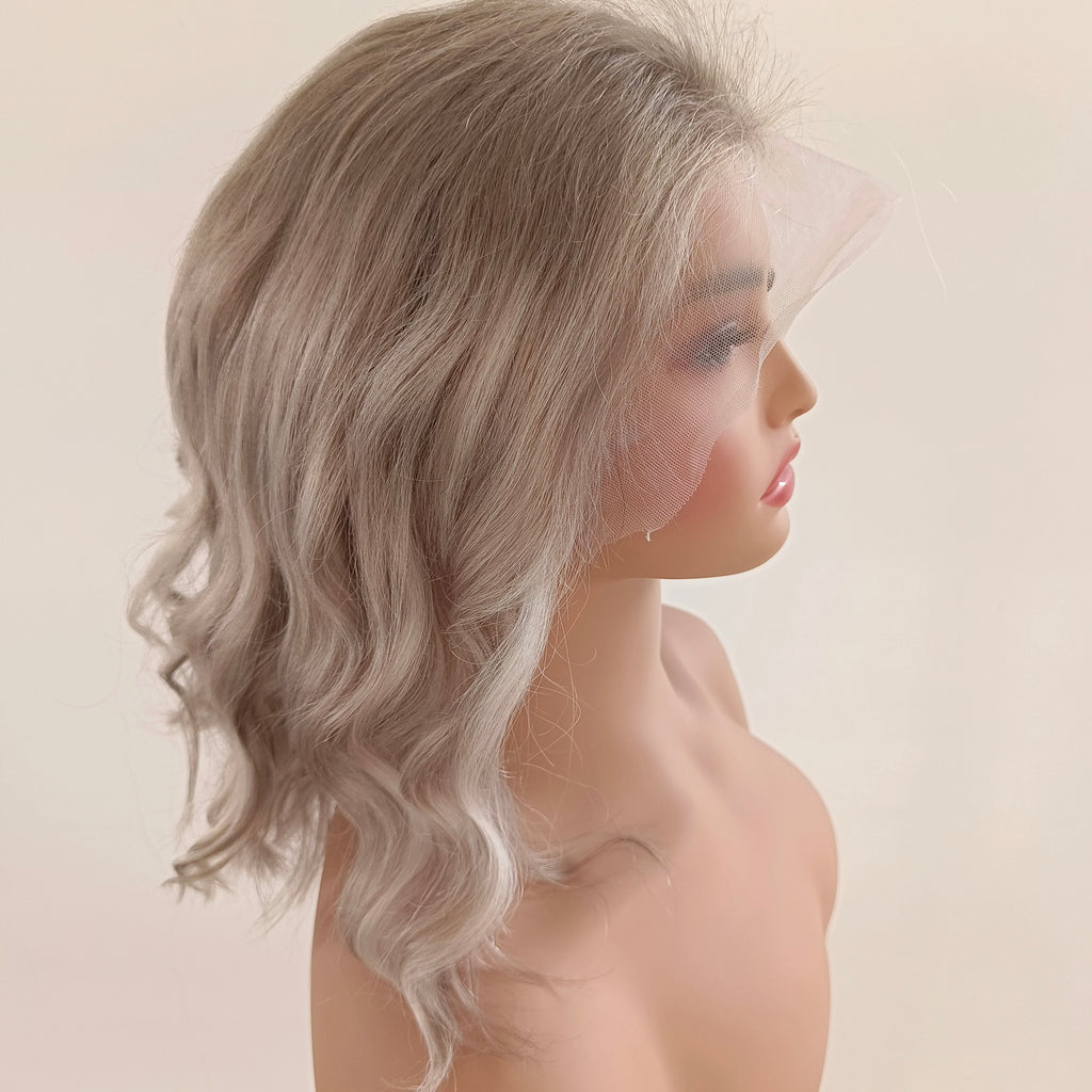 Ash Brown Honey Blonde Highlights Lace Frontal Balayage Wig Real Women Caucasian 100% Human Hair