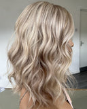 Short Bob Highlights Platinum Blonde Lace Front Wigs Real Human Hair Golden Color Wigs