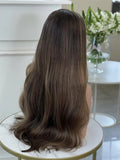 Light Ash Brown Lace Frontal Wigs Natural Wavy Pre Plucked Human Hair Wigs