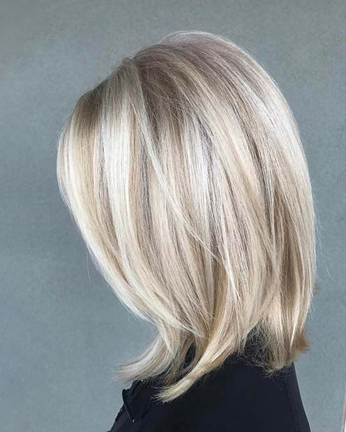 Ash Blonde Human Hair Bob Wig Short highlight Caucasian 100% Human Hair