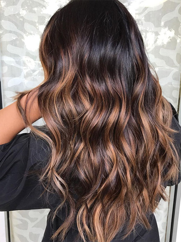 Natural Ombre Brown Mixed Human Lace Front Wigs Preplucked 180 Density 100% Human 360 lace Wigs