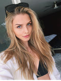 Highlighted Lace Front Human Hair Wig Golden Brown to Blonde Remy Human Wig