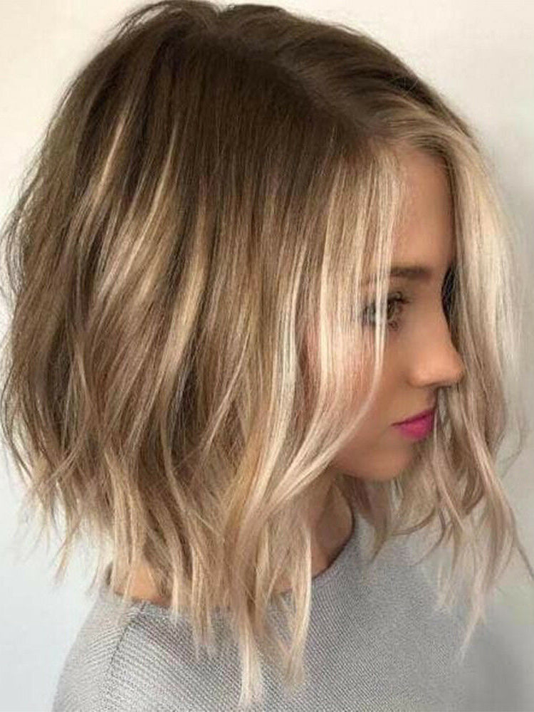 Short Bob Blonde Human Lace Front Wigs For Women Natural  Balayage Wigs for Women Caucasian 100% Human Hair
