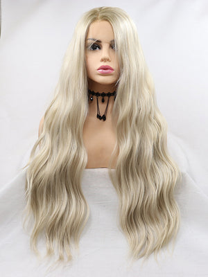 Long Straight Ombre Blonde Synthetic Lace Front Wigs