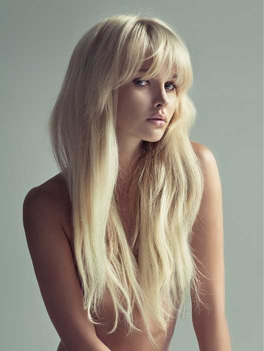 Long Blonde Wavy 150 Density Preplucked Human Wigs Lace Front Wigs With Bangs