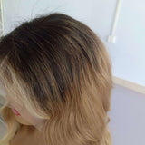 Ombre Blonde Human Lace Front Wigs replucked 3 Tones 360 Lace Wigs Preplucked Hairline with Baby Hair