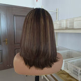 Brown Highlights Long Human Lace Front Wigs Preplucked Natural Hairline Wigs