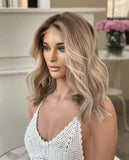 Ombre Blonde Short Blonde Natural Wave Glueless Pre Plucked Lace Front Wigs