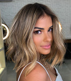 Ombre Blonde Short Blonde Natural Wave Glueless Pre Plucked Lace Front Wigs