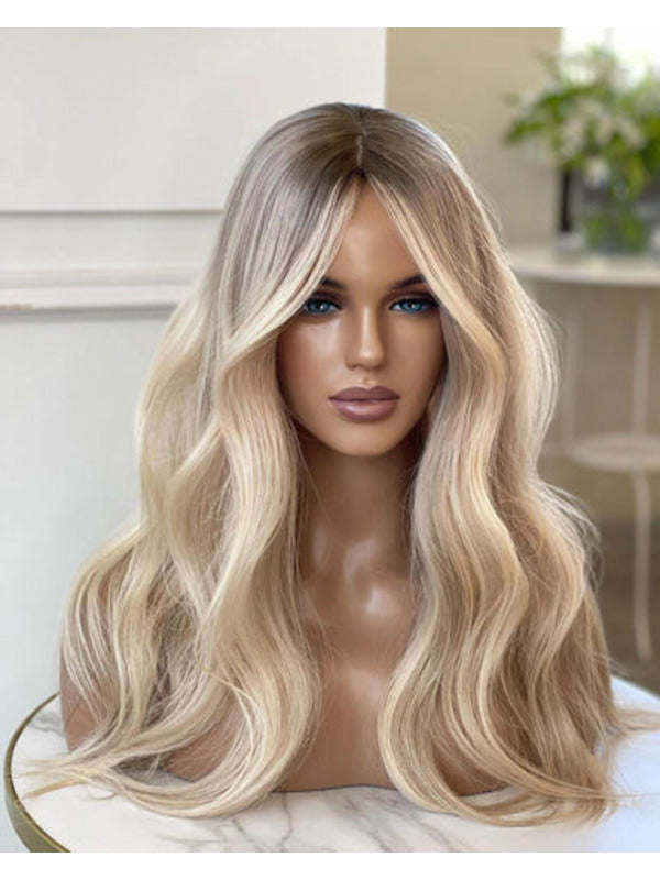 Ombre Blonde Human Lace Front Wigs Long Wavy Preplucked 150 Density Human wigs