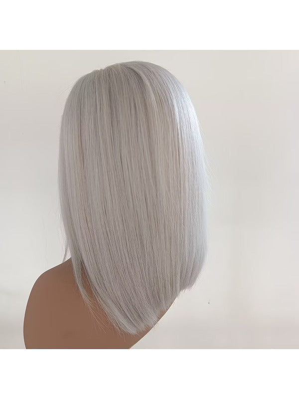 Grey human Lace Front Wigs Pre Plucked Short Bob Remy Human Wigs