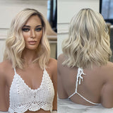 Blonde Wavy Human Lace Front Wigs Bob Hair Pre Plucked Lace Front Wigs