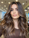 Brown Balayage Long Loose Front Human Wigs