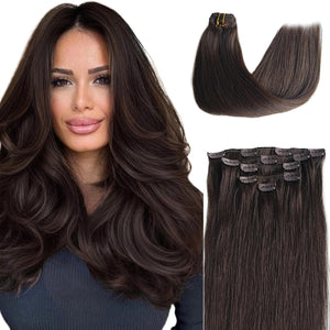 Dark Brown Clip in Hair Extensions