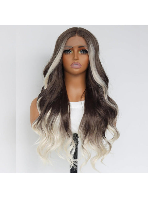 Highlight White Blonde Chocolate Brown Glueless 13x4 Lace Front Wigs for Women
