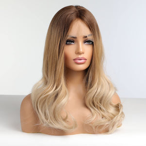 Ombre Blonde Layered Long Loose Wavy Front Human Wigs