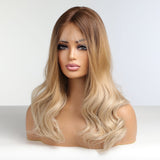 Ombre Blonde Layered Long Loose Wavy Front Human Wigs