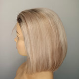 Highlight Ash Blonde Bob Wig Lace Front Human Hair Wigs Short Bob Straight Lace Front Wig