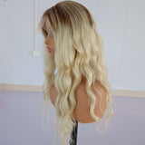 Long Ombre Blonde Human Wigs Real Human Lace Front Wigs 360 lace Wigs with bady hair