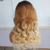 Ombre Blonde Human Lace Front Wigs replucked 3 Tones 360 Lace Wigs Preplucked Hairline with Baby Hair