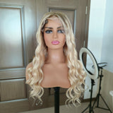 Long Wavy Ombre Blonde Human Lace Front Wigs Preplucked 150 Density Wigs 360 Lace Wigs