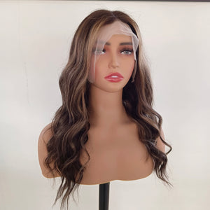 Ombre Brown Lace Front Wigs Body Wave Preplucked Highlight Human Hair Wigs