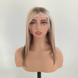 Brown Highlights Blonde human Lace Front Wigs Short Bob Balayage Wigs