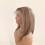 Brown Highlights Blonde human Lace Front Wigs Short Bob Balayage Wigs