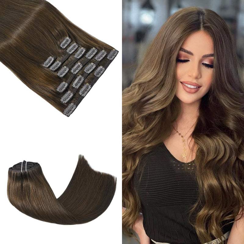 Blonde Highlight Real Human Hair Balayage Clip In Hair Extension