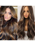 Ombre Highlight Brown Highlight Long Length Human Hair Wigs