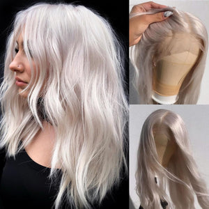 White Platinum Blonde Wigs Human Lace Front Wigs