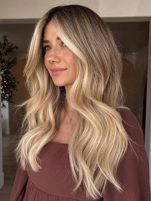 Ash Honey Blonde Ombre Thick 100% Real Human Hair  Front Lace Wig