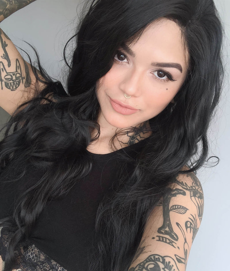 Black Synthetic  Lace Front Wig