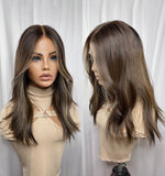 Ombre Brown Lace Front Wigs Body Wave Preplucked Highlight Human Hair Wigs