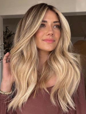 Ash Honey Blonde Ombre Thick 100% Real Human Hair  Front Lace Wig