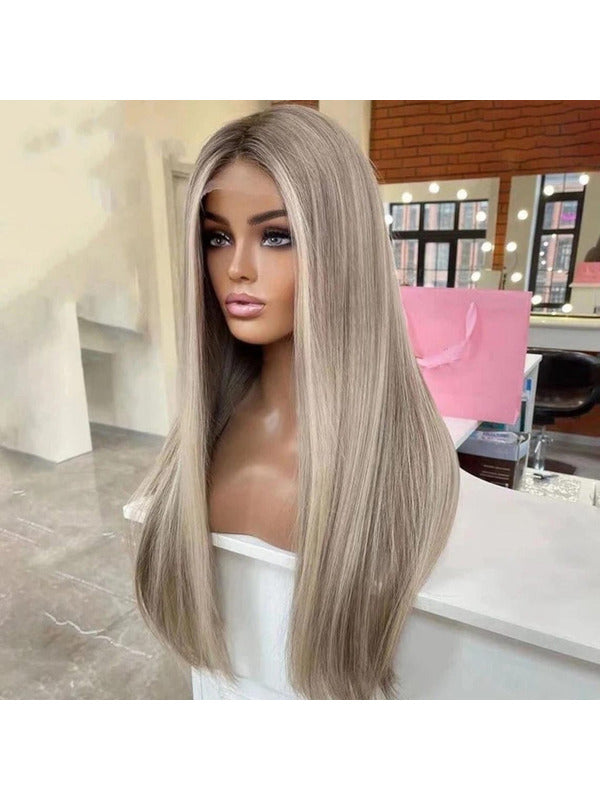 Ash Blonde Straight Highlight Human Hair  for Women
