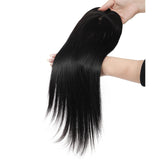 Human Straight Hair Topper 4 Clips Silk Top Hair Pieces for Women