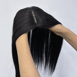 Human Straight Hair Topper 4 Clips Silk Top Hair Pieces for Women