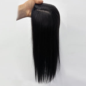 Human Straight Hair Topper 4 Clips Silk Top Hair Pieces for Women