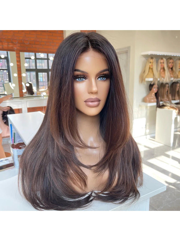 Ombre Brown Hair Loose Wave Lace Human Hair Front Wig