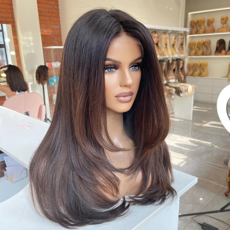 Ombre Brown Hair Loose Wave Lace Human Hair Front Wig