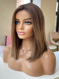 Ombre Blonde Short Wavy Bob Lace Front 360 Real Natural Glueless Human Hair