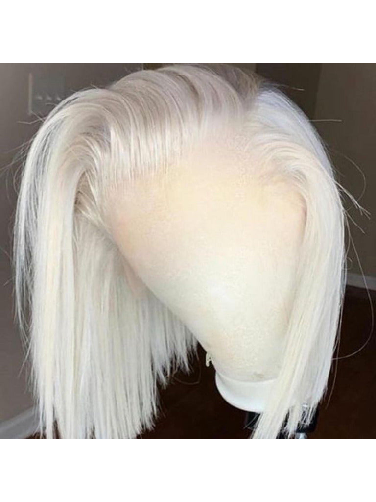White Bob Short Human Hair Lace Front Wigs