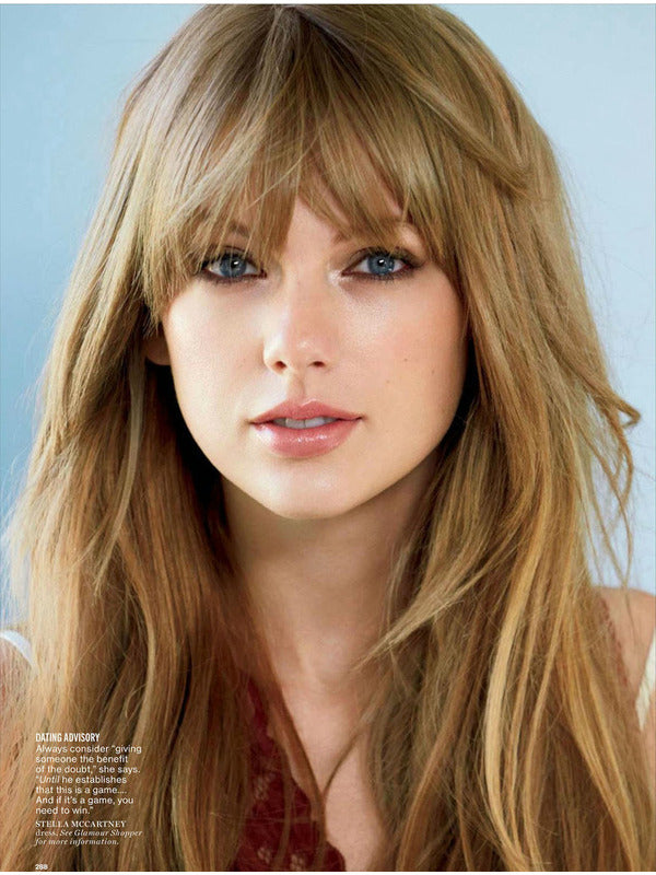 High Quality Long Straight Blonde With Bangs Real Hair Taylor Swift Inspired Wigs