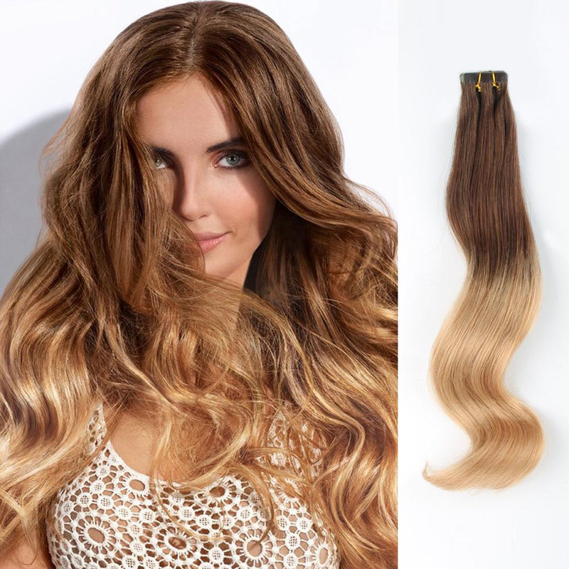 Tape In Hair Extension T #4/#18 Medium Brown Ombre Dirty Blonde