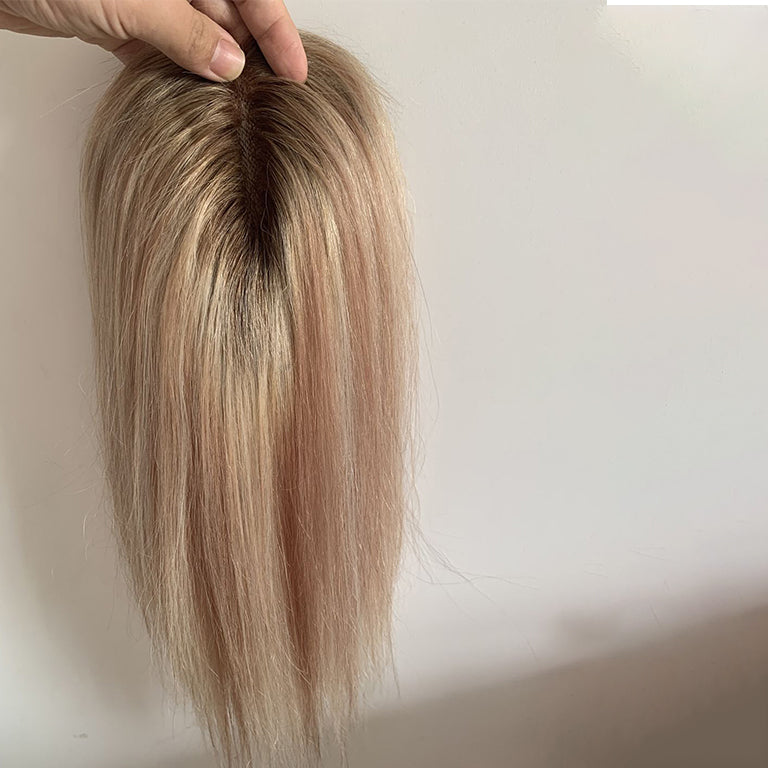 Ombre Hair Toppers with Clips for Women Mono Base human Hair For Hair Loss