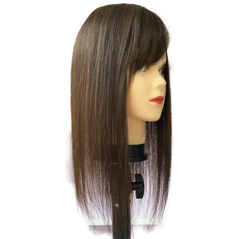 Skin Base Human Hair Topper with Side Bangs Silk Top For Hair Loss
