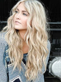 Long Blonde Wavy Human Wigs Lace Front Wigs Real 360 lace Wigs