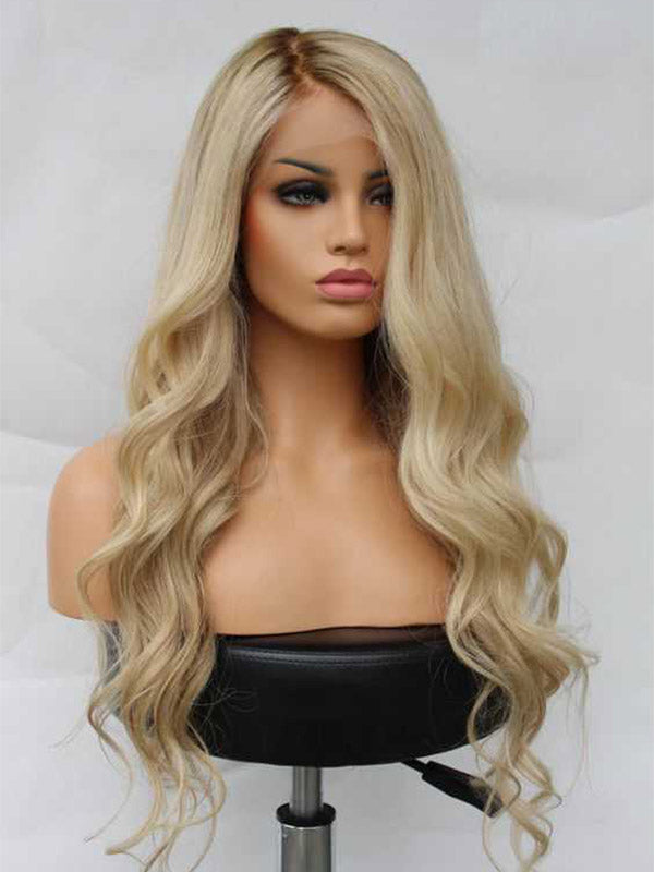 Ombre Blonde Highlight Human Lace Front Wigs Preplucked  150 Density 100%  Human Wigs For Caucasian